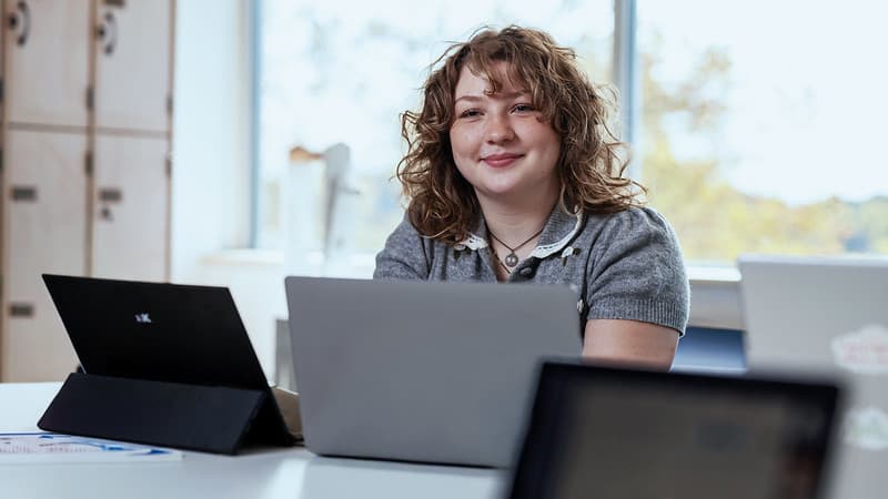 Student with computer