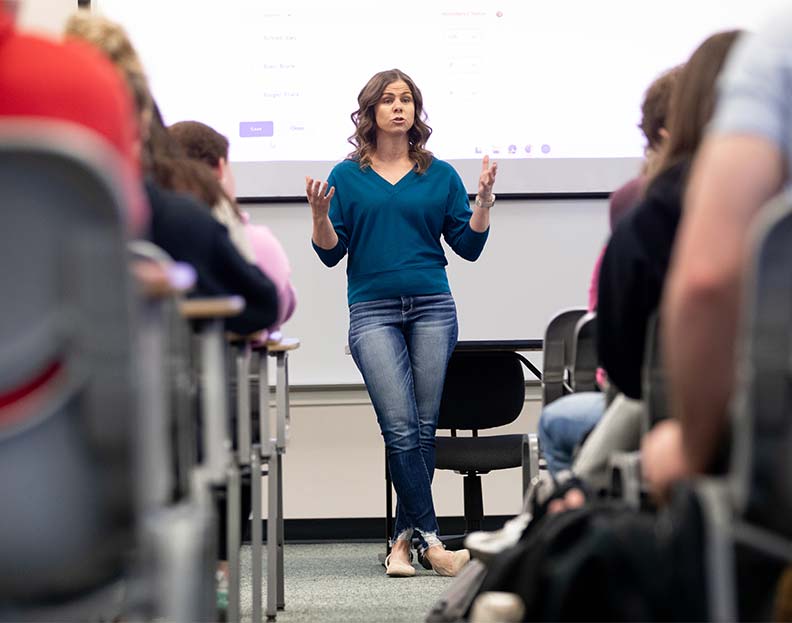 a human performance professor teaching a class